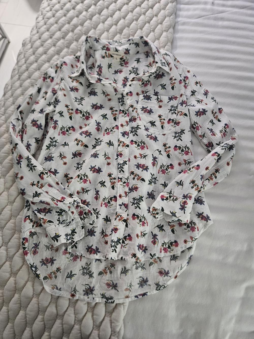 NWOT White Floral Button-down Shirt